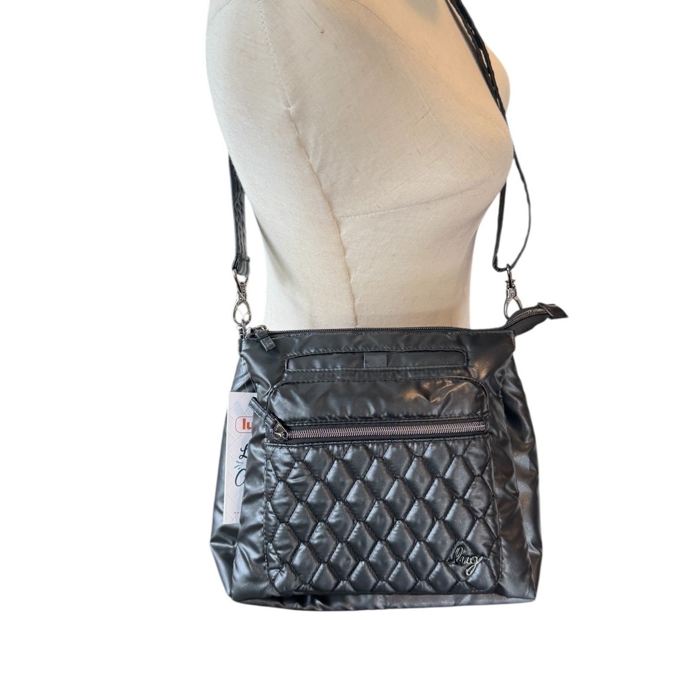 Lug Wander Crossbody Bag NWT Metallic Black‎ travel Medium Size utility